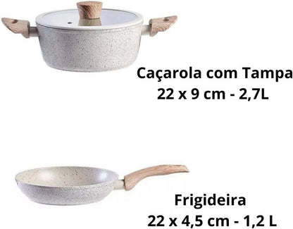 Conjunto de Panelas Ceramic 4 Peças com Fundo de Indução Antiaderente