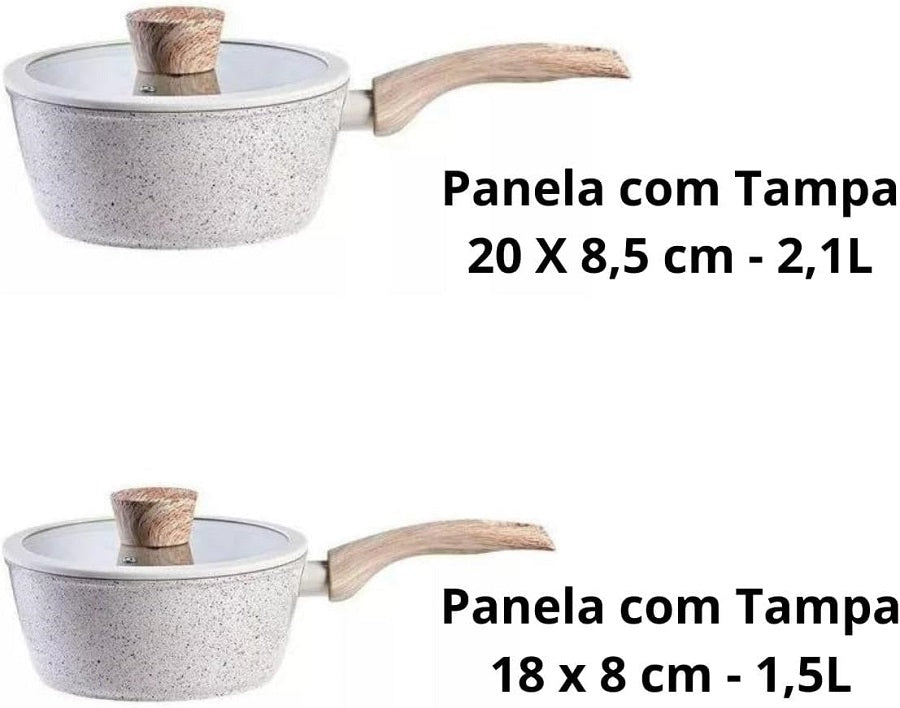 Conjunto de Panelas Ceramic 4 Peças com Fundo de Indução Antiaderente