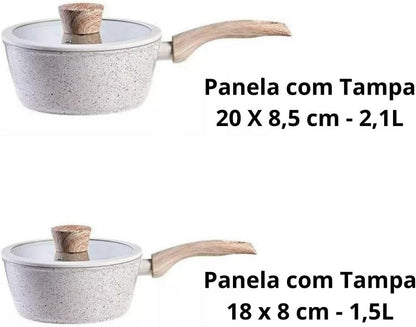 Conjunto de Panelas Ceramic 4 Peças com Fundo de Indução Antiaderente